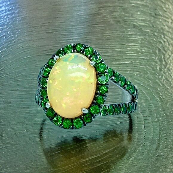 Natural Opal Tsavorite Ring Size 7 14k Gold 5.66 TCW Certified $5,950 300686 - Picture 7 of 17
